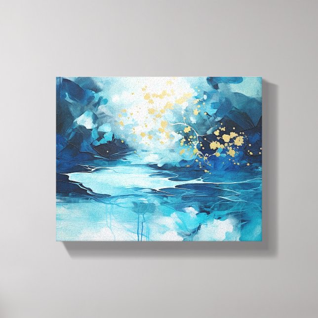 Tears of Azure Blue Abstract Canvas Print (Front)