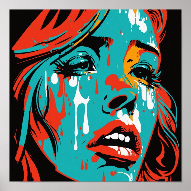 Tears of Emotion: Pop Art Style Crying Woman - Pos Poster (Front)