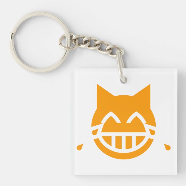 Tears of Joy Emoji Cat Key Ring (Front)