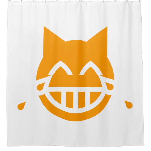 Tears of Joy Emoji Cat Shower Curtain (Front)