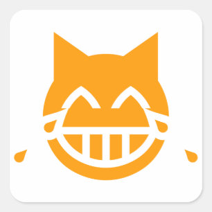 Tears of Joy Emoji Cat Square Sticker