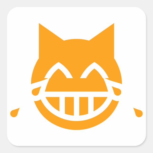 Tears of Joy Emoji Cat Square Sticker (Front)