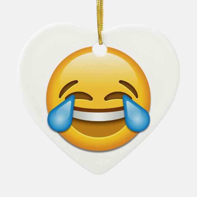 Tears of Joy emoji funny Ceramic Tree Decoration (Front)
