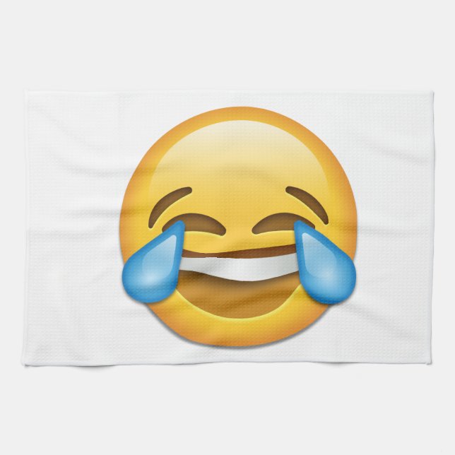 Tears of Joy emoji funny Tea Towel (Horizontal)