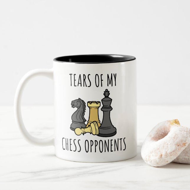 Tears of My Chess Opponents Humour Two-Tone Coffee Mug (With Donut)