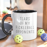 Tears of My Pickleball Opponents Funny Mug<br><div class="desc">Show off your competitive spirit with this humourous pickleball mug that reads, "Tears of My Pickleball Opponents." Perfect for pickleball players who enjoy a playful touch of sass, this mug makes a great gift for friends, teammates, or anyone who loves the game. With its clean, minimalist design, it's ideal for...</div>