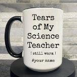 Tears of My Science Teacher Still Warm Funny Two-Tone Coffee Mug<br><div class="desc">Brighten your day with the "Tears of My Science Teacher Still Warm" funny coffee mug! Perfect for science students, teachers, and enthusiasts, this mug combines humour with functionality, making it a great addition to any coffee or tea break. Crafted from durable ceramic, it’s designed to bring smiles to anyone who’s...</div>