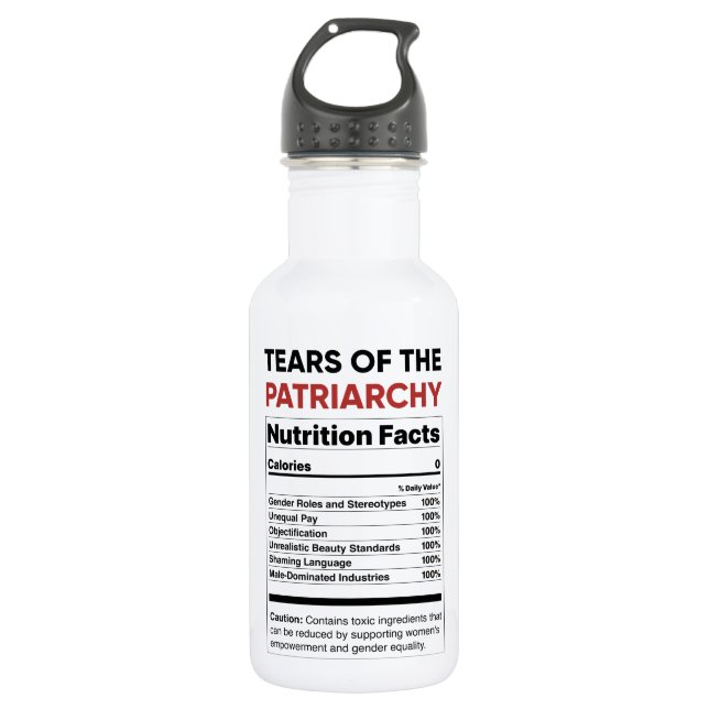 Tears of Patriarchy Nutrition Facts Feminist Gift 532 Ml Water Bottle (Front)