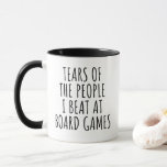 Tears of the People I Beat at Board Games Funny Mug<br><div class="desc">The “Tears of the People I Beat at Board Games” design celebrates strategic genius and competitiveness in board games. Perfect for game lovers and family champions,  it serves as a powerful trophy for game nights.</div>