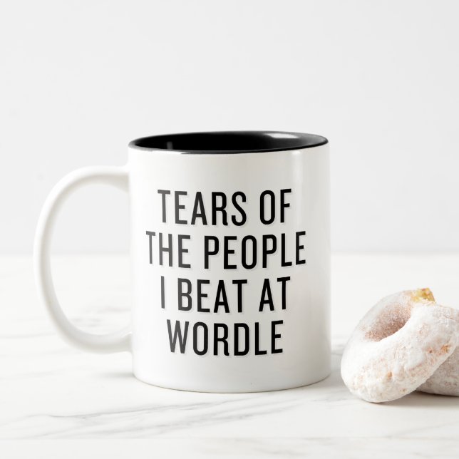 Tears of The People I Beat at Wordle Funny  Two-Tone Coffee Mug (With Donut)