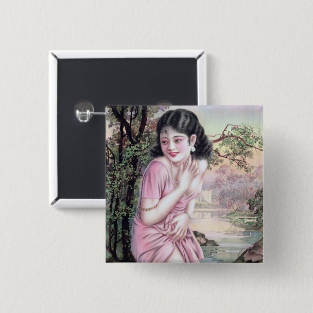 Tease in Stream Oasis by Shanghai China Girl 15 Cm Square Badge (Front & Back)