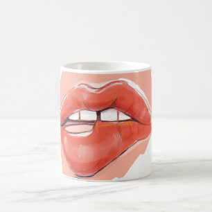 Teaser lip biting  coffee mug