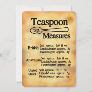 Teaspoon baking measures conversion Flat Card