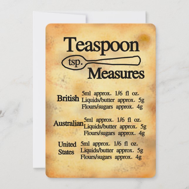 Teaspoon baking measures conversion Flat Card (Front)