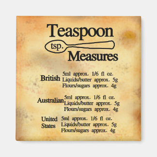 Teaspoon measures conversion chart baking magnet