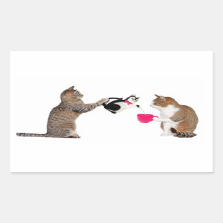 Teatime for kitty cats rectangular sticker