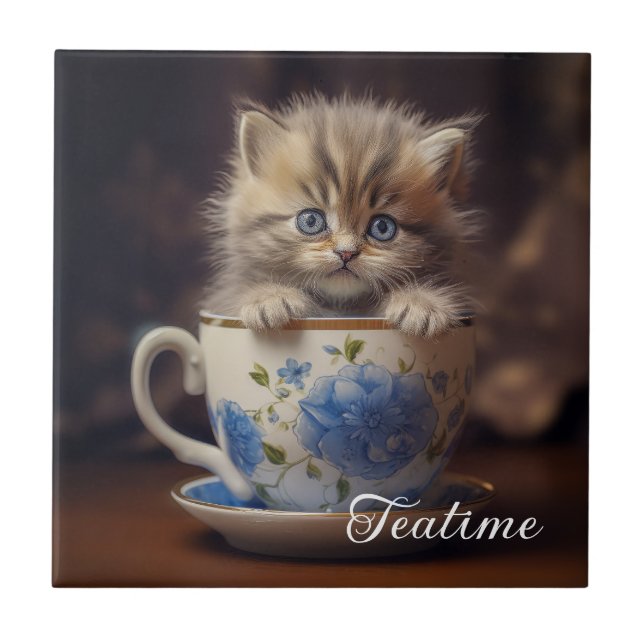 Teatime Kitten  Tile (Front)