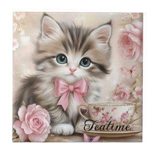 Teatime Kitten Tile