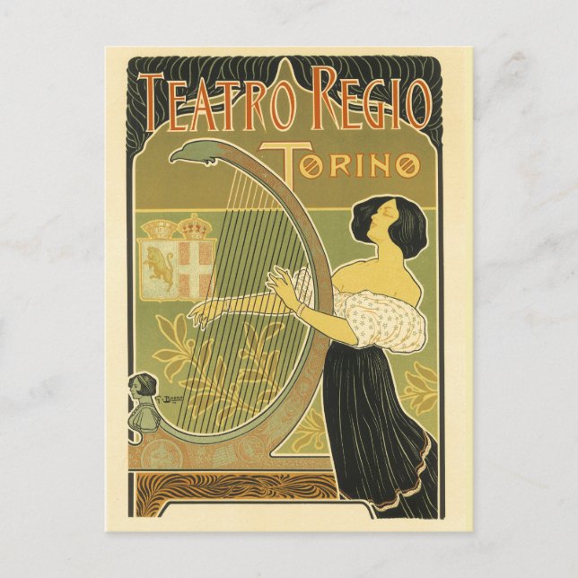 Teatro Regio Vintage French Art Nouveau Postcard (Front)