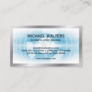 Tech Background   Silver Border Business Card