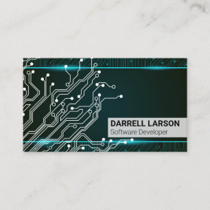 Tech   Blue Green Lights   Circuitry  Business Card