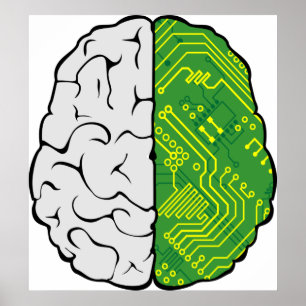 Tech Brain Circuitry Motherboard Logic Computer Poster