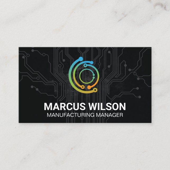 Tech Colour Logo | Circuit Board Business Card (Front)