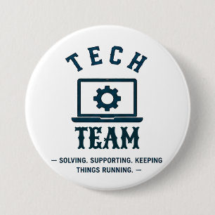 💻 Tech Crew IT Support Team 💻 7.5 Cm Round Badge