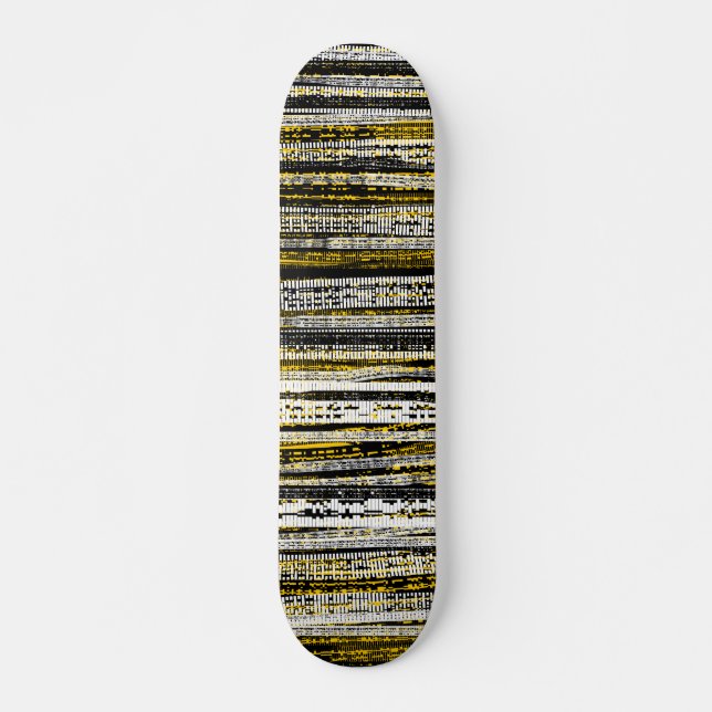 Tech Decay - Black and White on Amber Skateboard (Front)