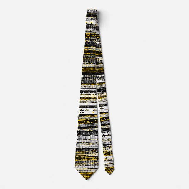 Tech Decay - Black, White and Amber Tie (Front)