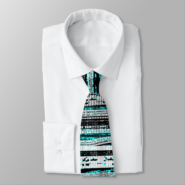 Tech Decay - Black, White and Cyan Tie (Tied)