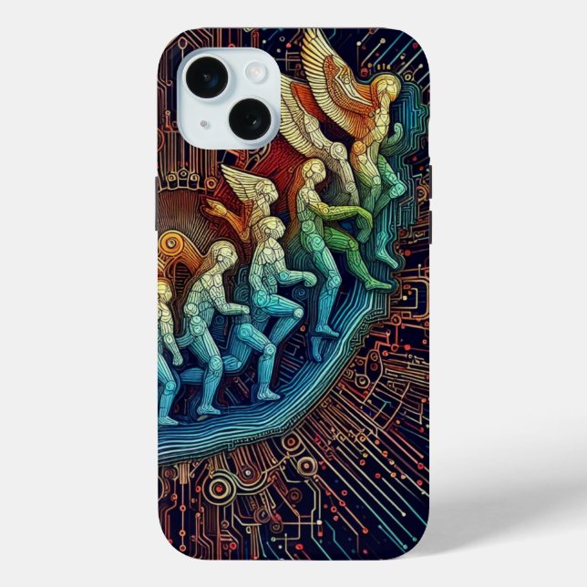 Tech Evolution: Futuristic Black & White Outlines Case-Mate iPhone Case (Back)