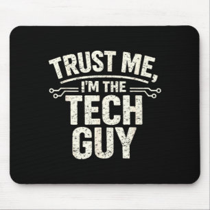 Tech guy funny saying vintage it support mouse mat