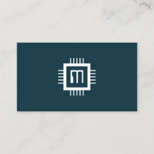 Tech inspired minimalist computer chip business ca business card