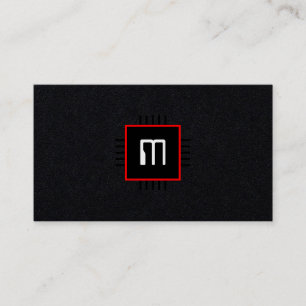 Tech inspired minimalist computer chip business ca card