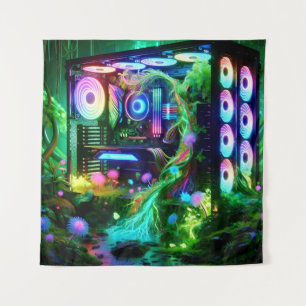 Tech Jungle: Nature Meets Neon in a Gamer’s World Tapestry