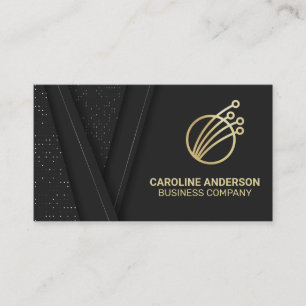 Tech Logo   Black Luxury Gold Business Card
