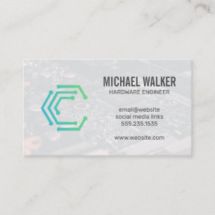 Tech Logo   Circuit Board Hardware Business Card