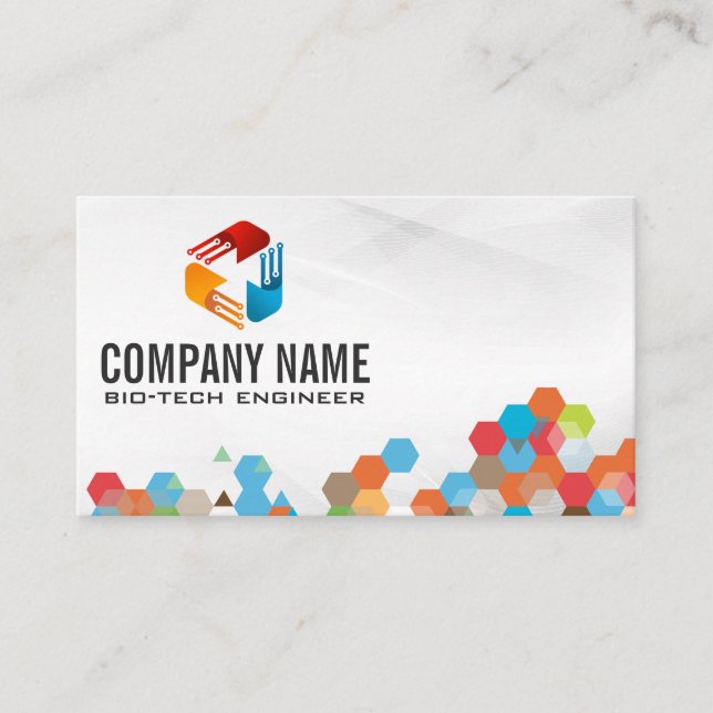 Tech Logo | Geometric Colours Business Card (Front)