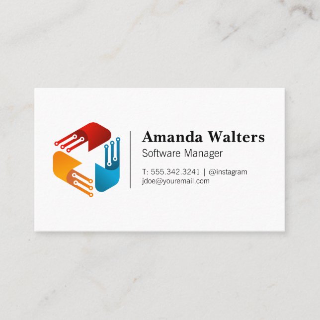 Tech Logo  | Software Hardware | Engineer Business Card (Front)