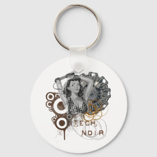 Tech noir pulp steampunk dame key ring
