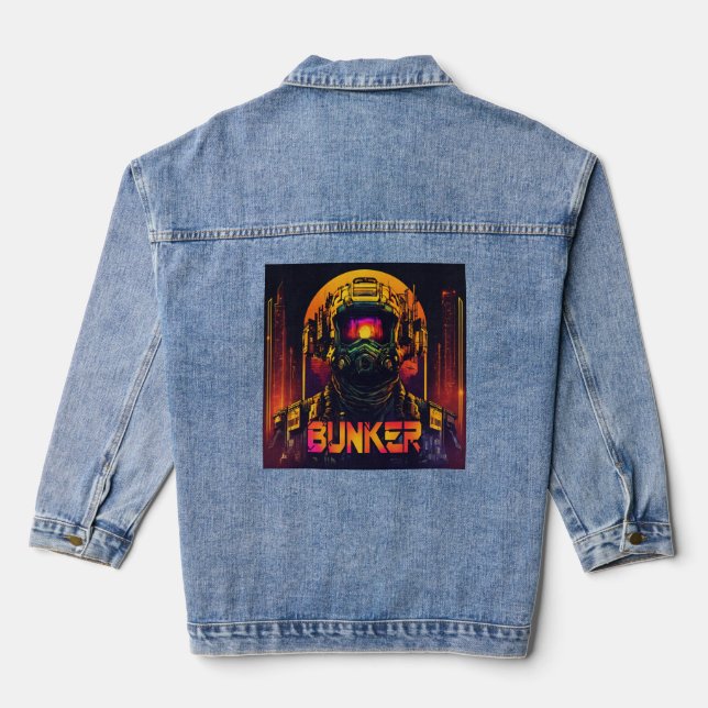 Tech Rebel: Cyberpunk Denim Jacket by BUNKER TOP 1 (Back)