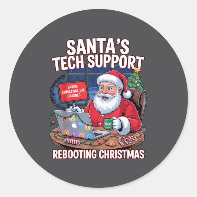 Tech Rebooting Support Santa s Shirt Classic Round Sticker (Front)