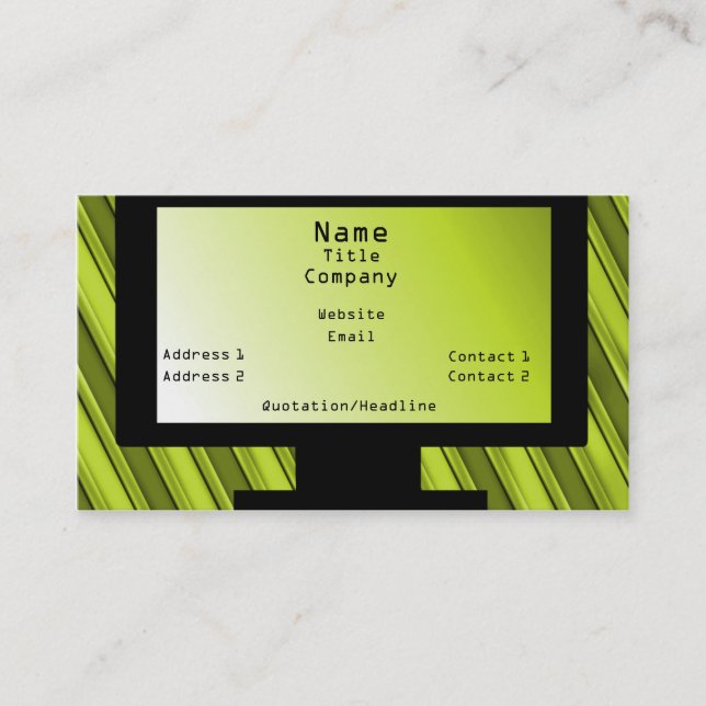 Tech Savvy Business Card, Lime Green Card (Front)