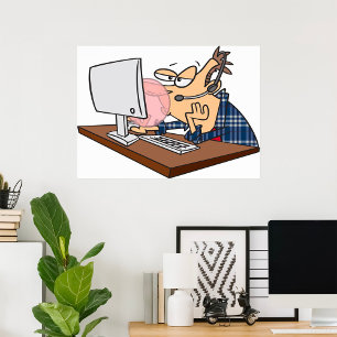 Tech Support Blowing A Bubble Poster