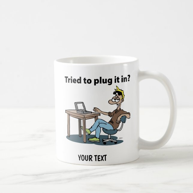 Tech Support Cartoon Man Coffee Mug (Right)