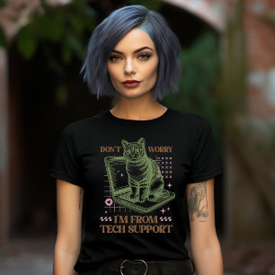 Tech Support Cat Computer  T-Shirt