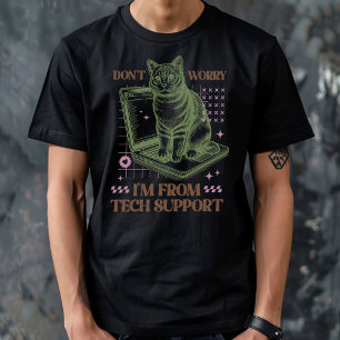 Tech Support Cat Computer T-Shirt