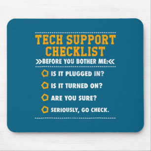 Tech Support Checklist Computer Geek Mouse Mat