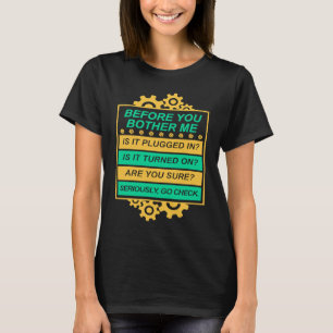 Tech Support Checklist IT Sysadmin Geek Nerd T-Shirt